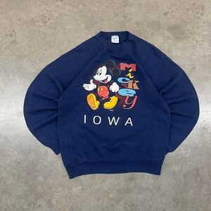 Vintage Mickey Mouse Iowa Crewneck Sweatshirt Disney Made USA Size XL Youth